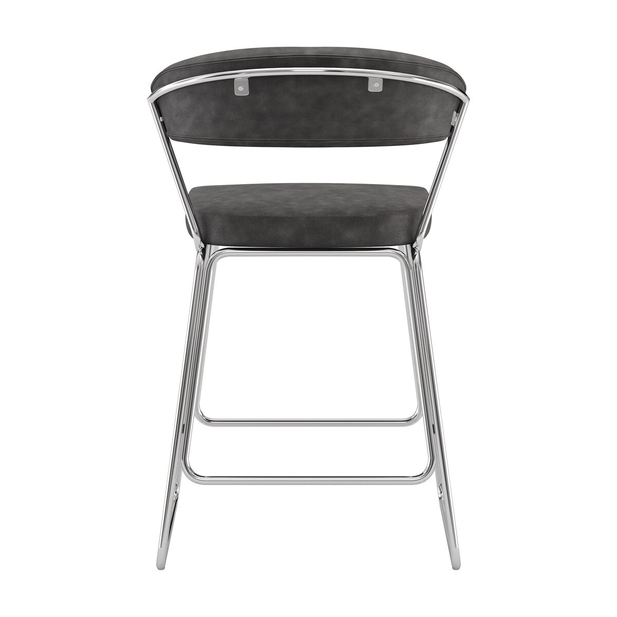 Hillsdale Furniture Hanley Metal Counter Height Stool, Chrome with Black Faux Leather - 21.5"W x 23"D x 37"H