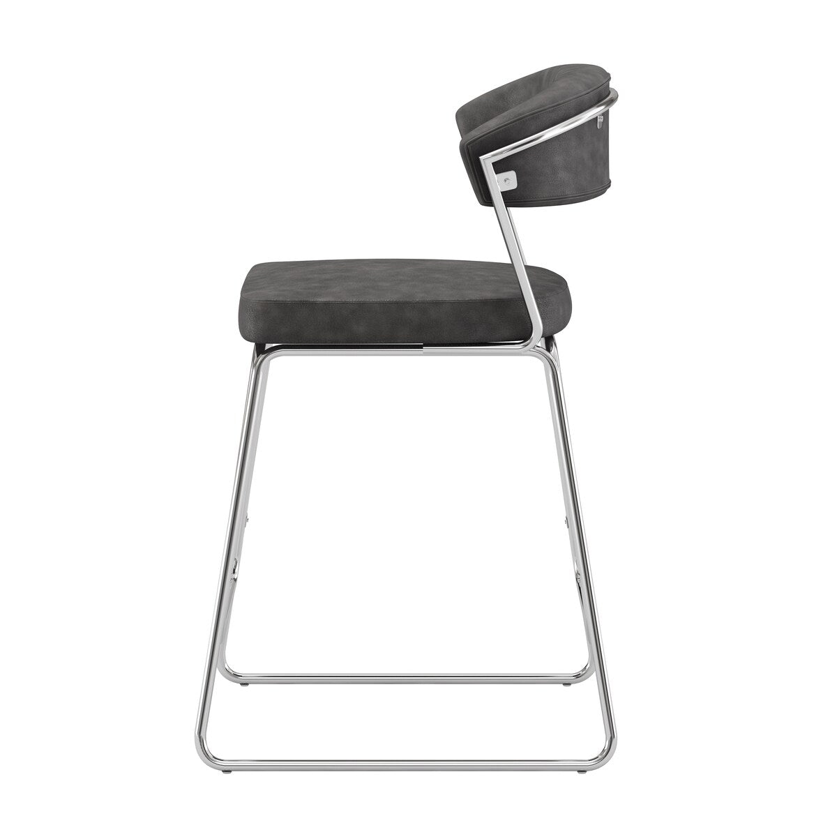 Hillsdale Furniture Hanley Metal Counter Height Stool, Chrome with Black Faux Leather - 21.5"W x 23"D x 37"H
