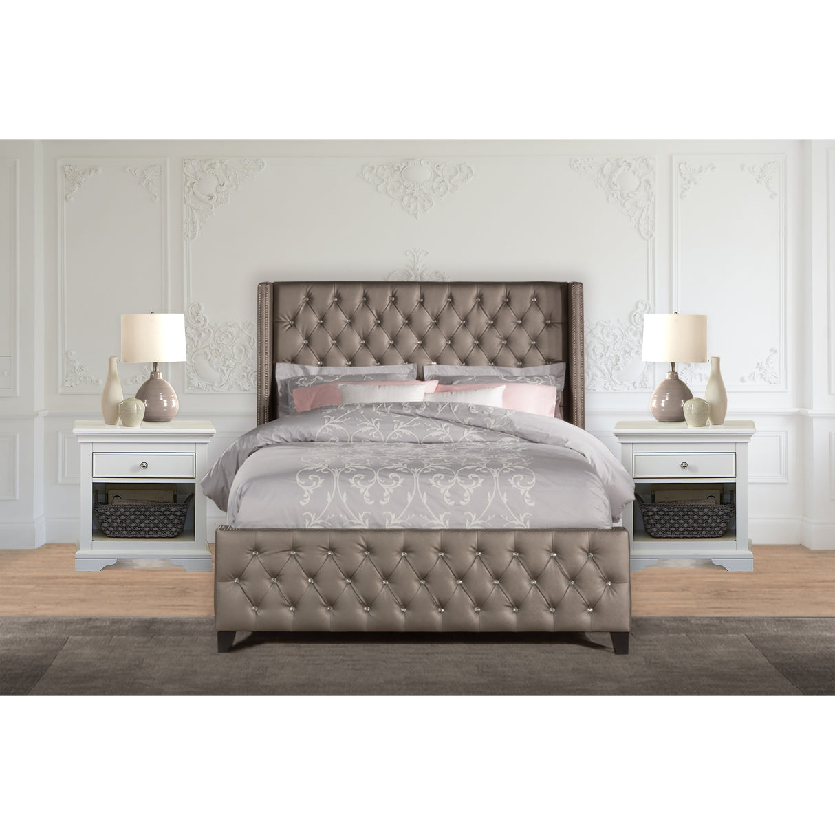 Hillsdale Furniture Memphis Upholstered Bed, Pewter