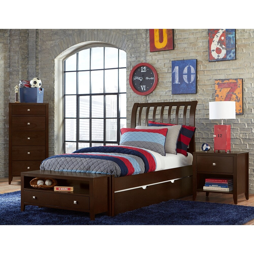Hillsdale Pulse Twin Rake Sleigh Bed with Trundle , Chocolate