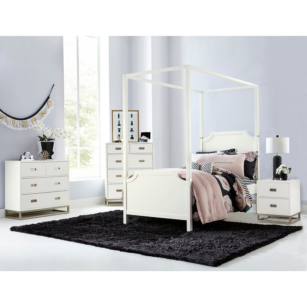 Hillsdale Tinley Park Full Canopy Panel Bed, Soft White