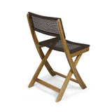 Hillside Outdoor Acacia Wood Foldable Bistro Chairs with Wicker Seating (Set of 2) by Christopher Knight Home