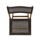 Hillside Outdoor Acacia Wood Foldable Bistro Chairs with Wicker Seating (Set of 2) by Christopher Knight Home