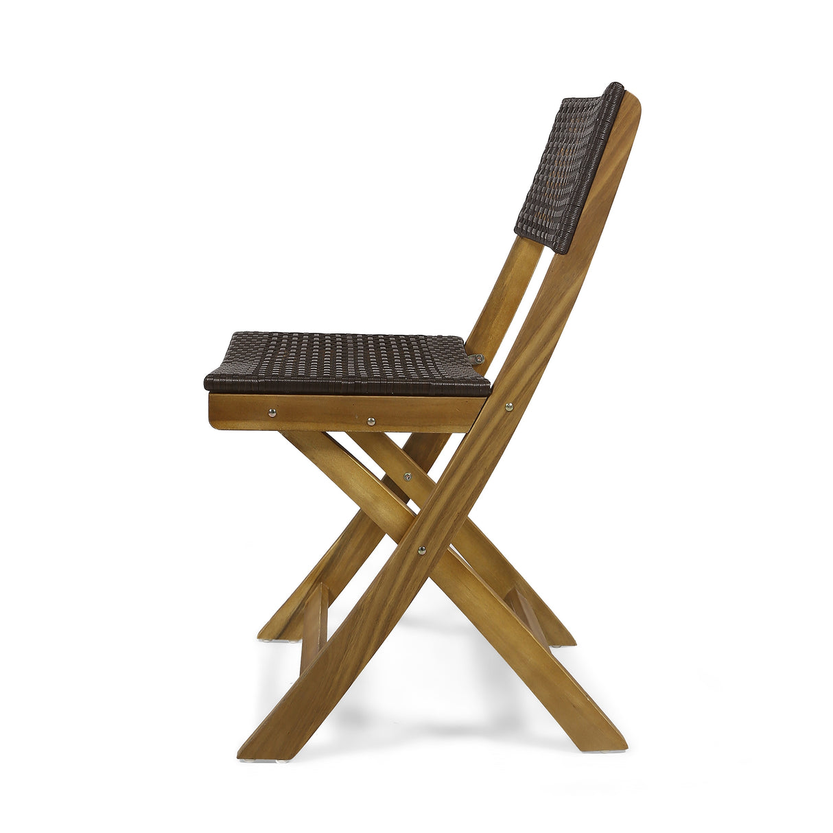 Hillside Outdoor Acacia Wood Foldable Bistro Chairs with Wicker Seating (Set of 2) by Christopher Knight Home
