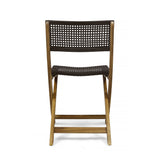 Hillside Outdoor Acacia Wood Foldable Bistro Chairs with Wicker Seating (Set of 2) by Christopher Knight Home