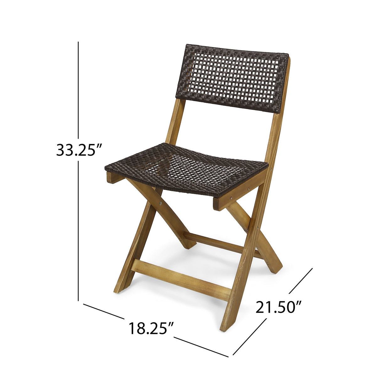 Hillside Outdoor Acacia Wood Foldable Bistro Chairs with Wicker Seating (Set of 2) by Christopher Knight Home