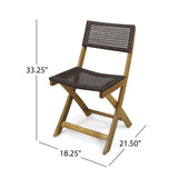 Hillside Outdoor Acacia Wood Foldable Bistro Chairs with Wicker Seating (Set of 2) by Christopher Knight Home