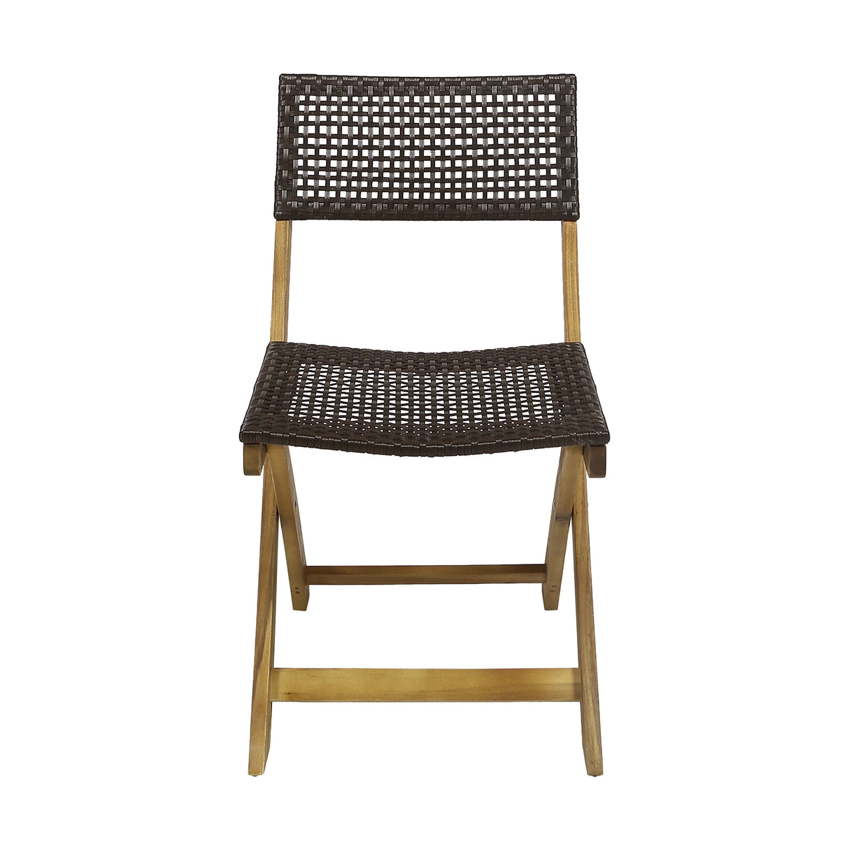 Hillside Outdoor Acacia Wood Foldable Bistro Chairs with Wicker Seating (Set of 2) by Christopher Knight Home