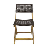 Hillside Outdoor Acacia Wood Foldable Bistro Chairs with Wicker Seating (Set of 2) by Christopher Knight Home