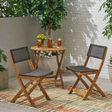 Hillside Outdoor Acacia Wood Foldable Bistro Chairs with Wicker Seating (Set of 2) by Christopher Knight Home