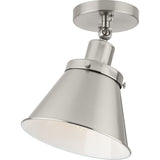 Hinton Collection One-Light Brushed Nickel Vintage Style Ceiling Light - 8.25 in x 8.25 in x 10 in