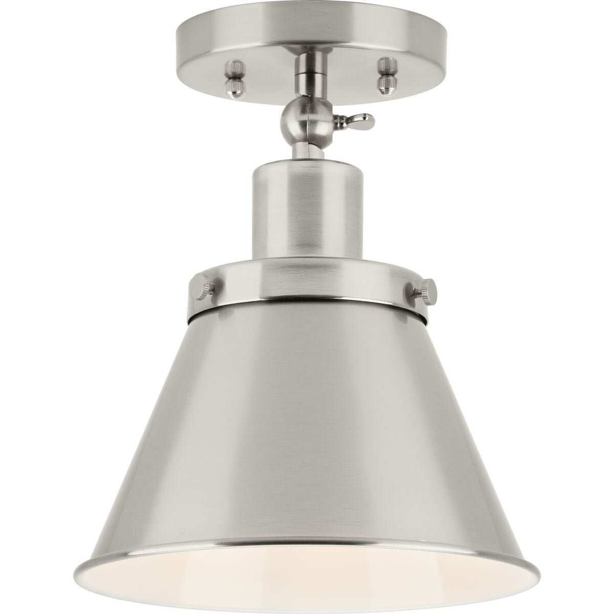 Hinton Collection One-Light Brushed Nickel Vintage Style Ceiling Light - 8.25 in x 8.25 in x 10 in