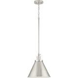 Hinton Collection One-Light Brushed Nickel Hanging Vintage Style Hanging Pendant Light - 12.25 in x 12.25 in x 12.75 in