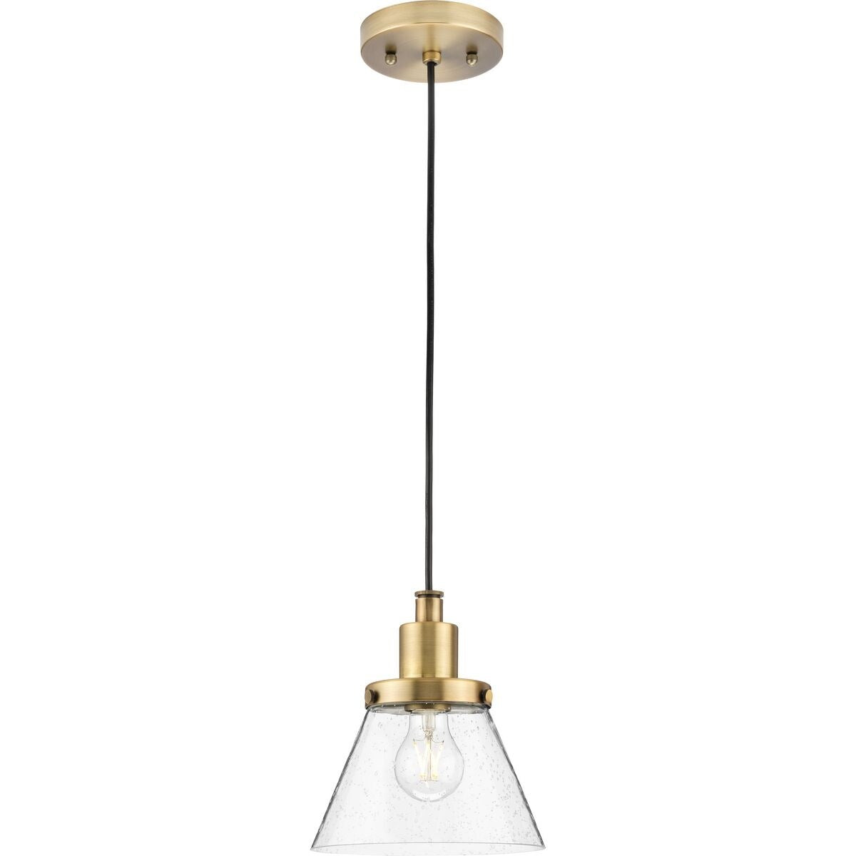Hinton Collection One-Light Brushed Nickel Modern Farmhouse Pendant - 8 in x 8 in x 8.62 in