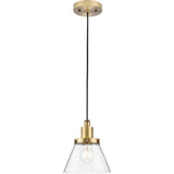 Hinton Collection One-Light Brushed Nickel Modern Farmhouse Pendant - 8 in x 8 in x 8.62 in