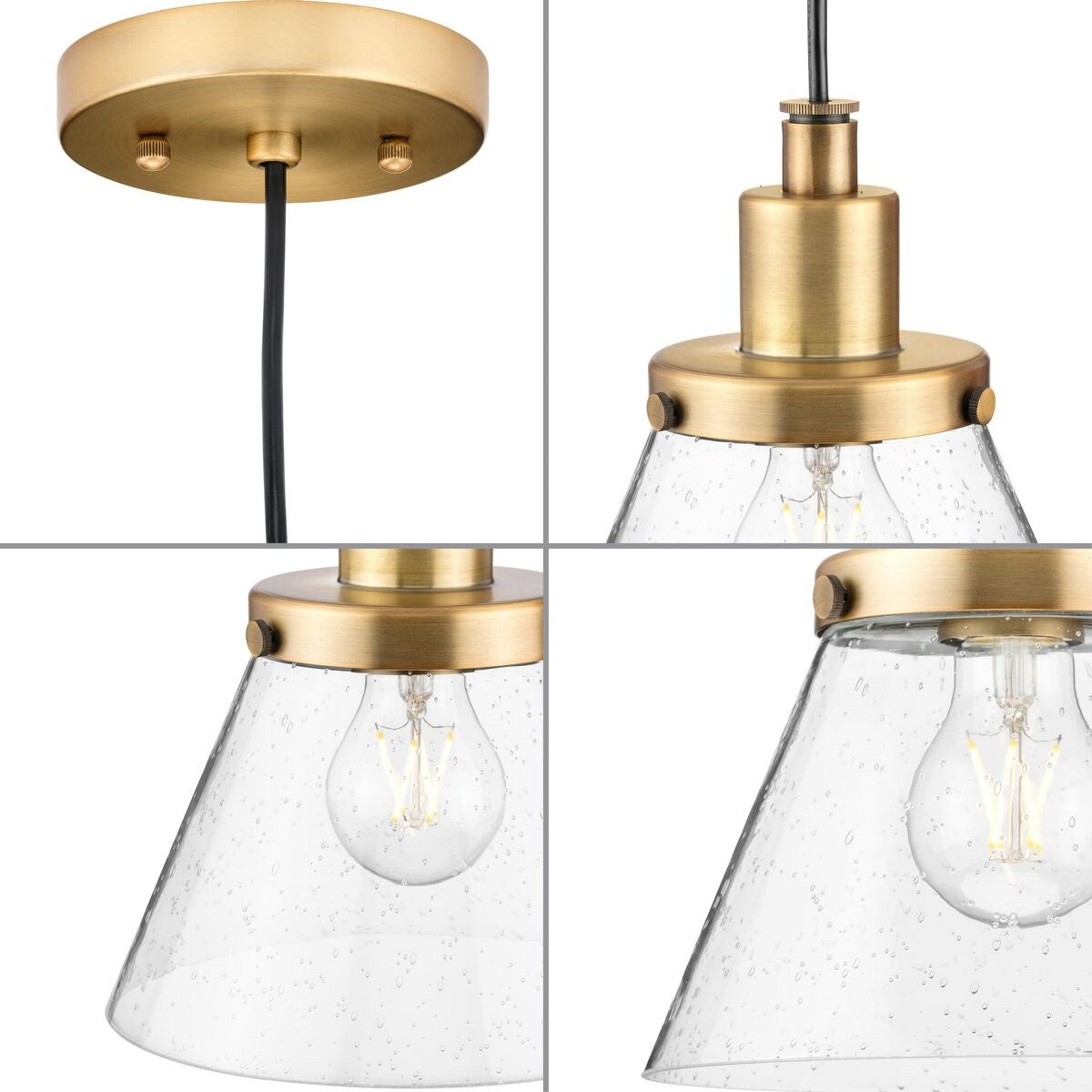 Hinton Collection One-Light Brushed Nickel Modern Farmhouse Pendant - 8 in x 8 in x 8.62 in