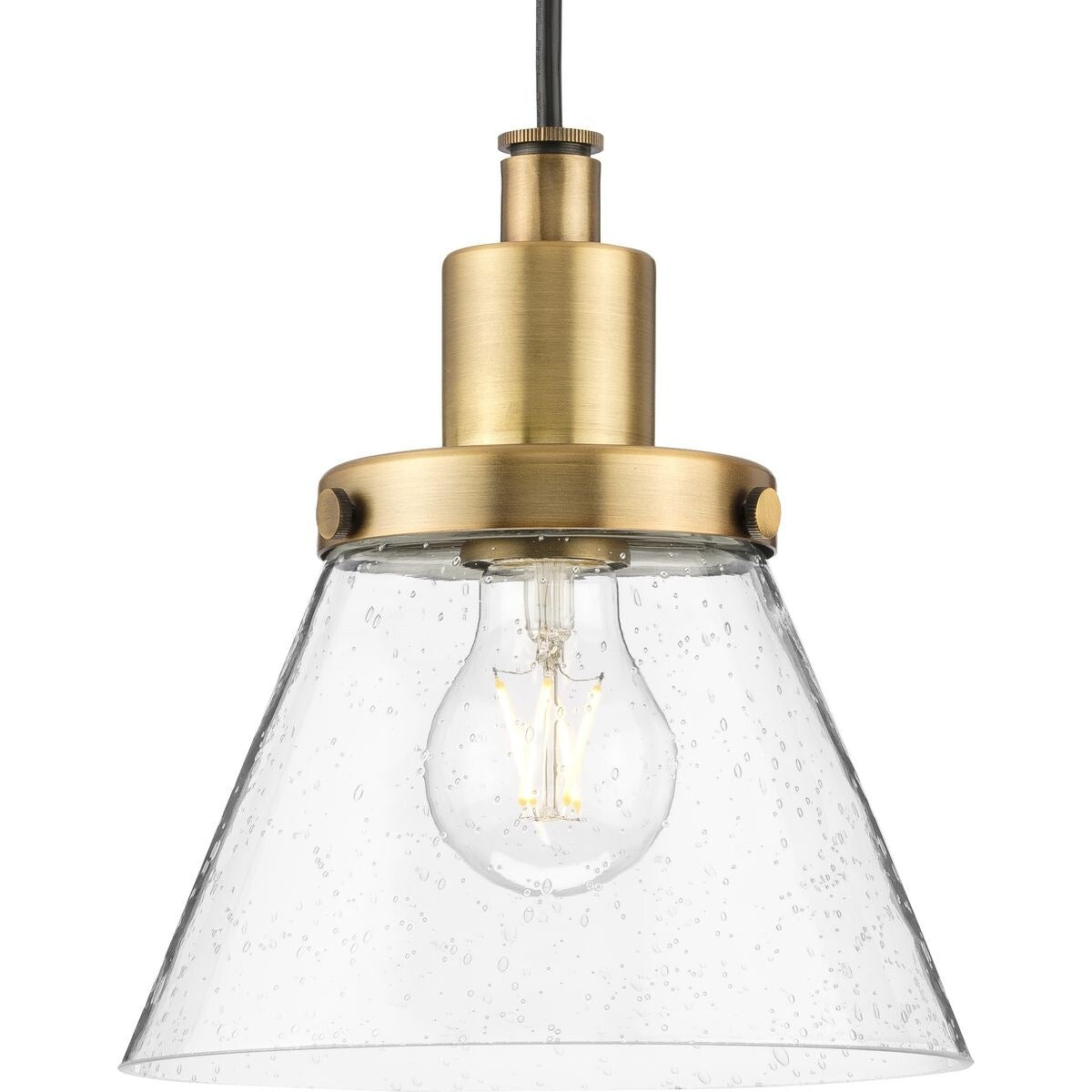 Hinton Collection One-Light Brushed Nickel Modern Farmhouse Pendant - 8 in x 8 in x 8.62 in
