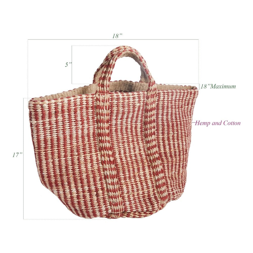 Hip Vintage Red and Natural Hemp Basket