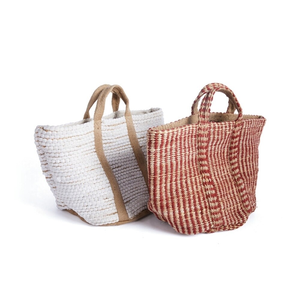 Hip Vintage Red and Natural Hemp Basket