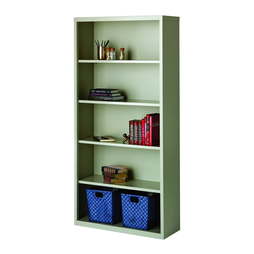 Hirsh 72" H 5-Shelf Metal Bookcase, Light Gray