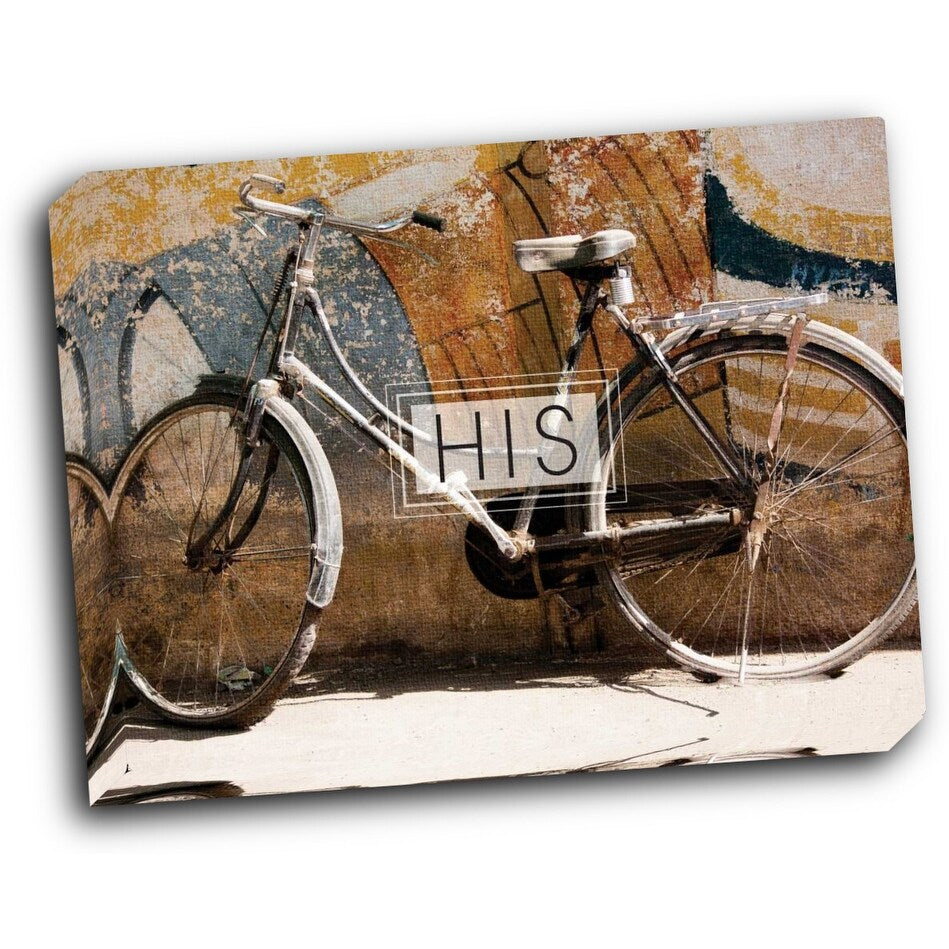 His Bicycle 20x16 Gallery Wrapped Stretched Canvas