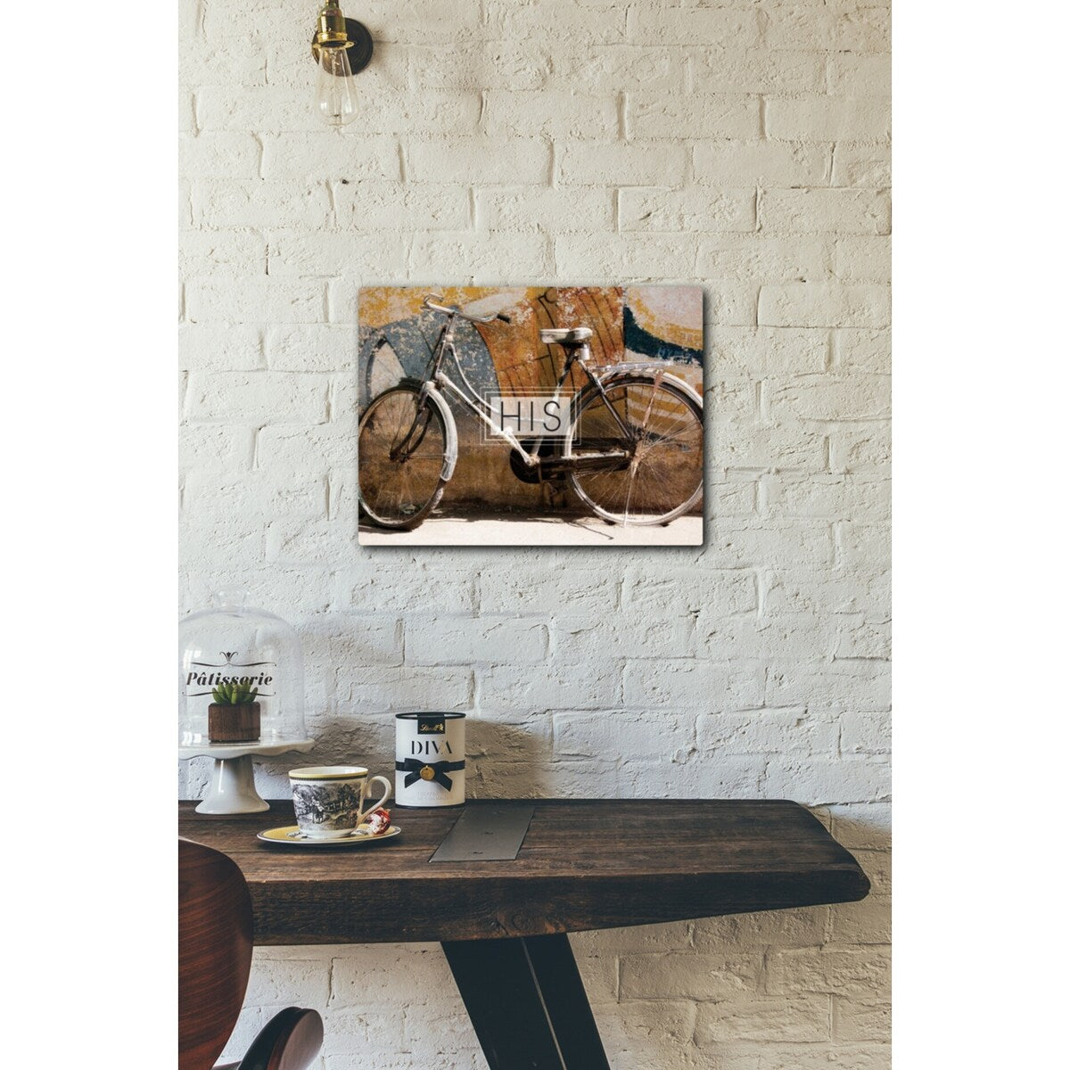 His Bicycle 20x16 Gallery Wrapped Stretched Canvas