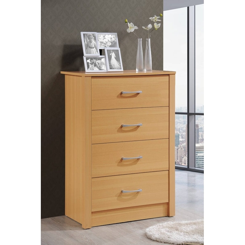 Hodedah 4-Drawer Chest in Beech