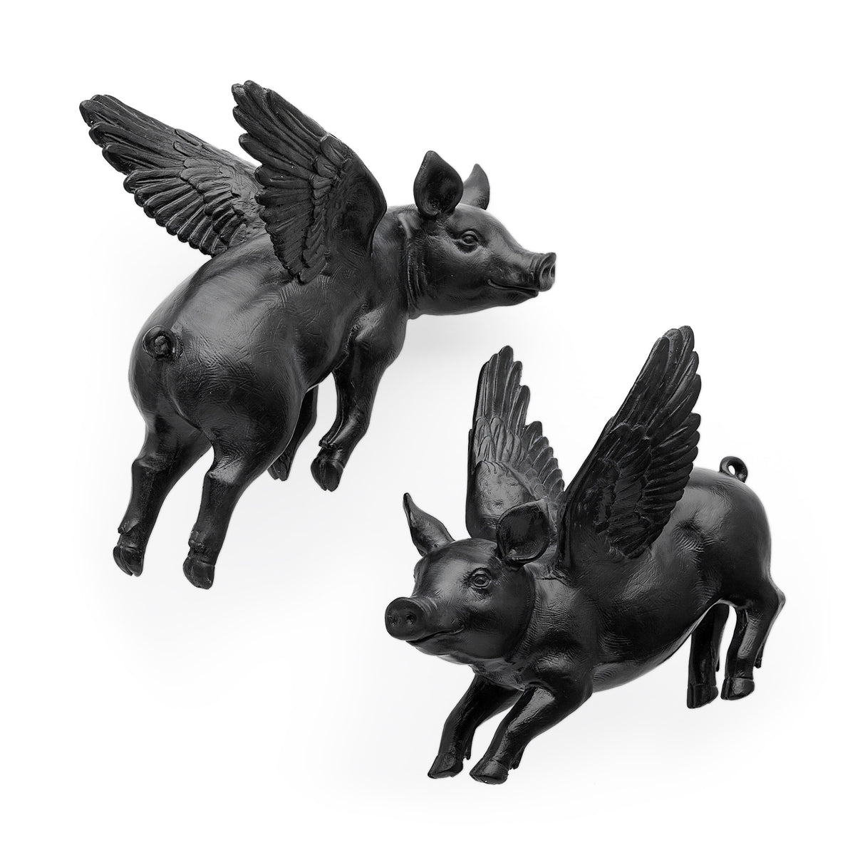 Hogbadi Black Resin Flying Pigs Decorative Wall Accents, Set of 2