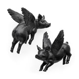 Hogbadi Black Resin Flying Pigs Decorative Wall Accents, Set of 2