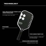Holbrook Mav Pro 2.0, T700 3K Carbon Fiber Pickleball Paddle, Black