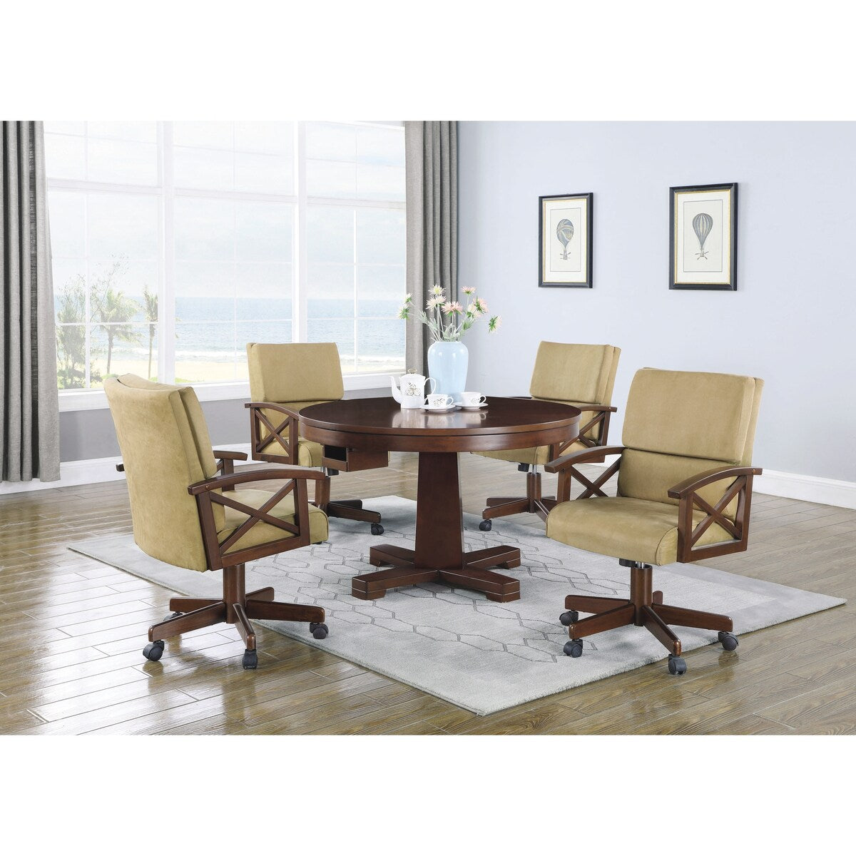 Holbrook Tobacco Game Table with 8 Cupholders