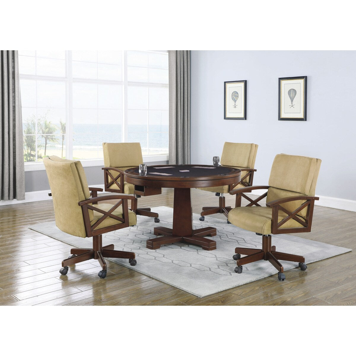 Holbrook Tobacco Game Table with 8 Cupholders