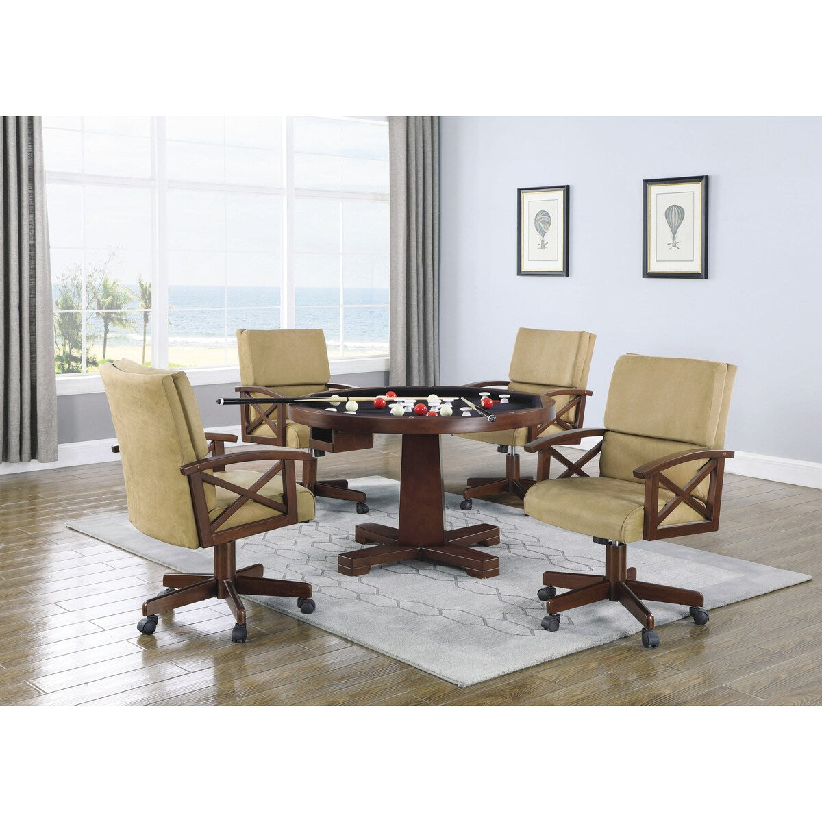 Holbrook Tobacco Game Table with 8 Cupholders
