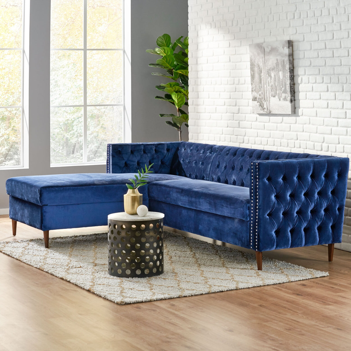 Holcomb Velvet Storage Sectional Sofa by Christopher Knight Home