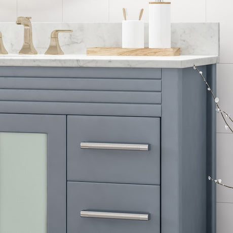 Holdame Contemporary 48" Wood Single Sink Bathroom Vanity with Carrera Marble Top by Christopher Knight Home