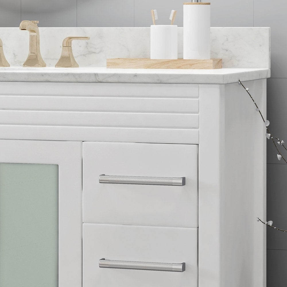 Holdame Contemporary 48" Wood Single Sink Bathroom Vanity with Carrera Marble Top by Christopher Knight Home
