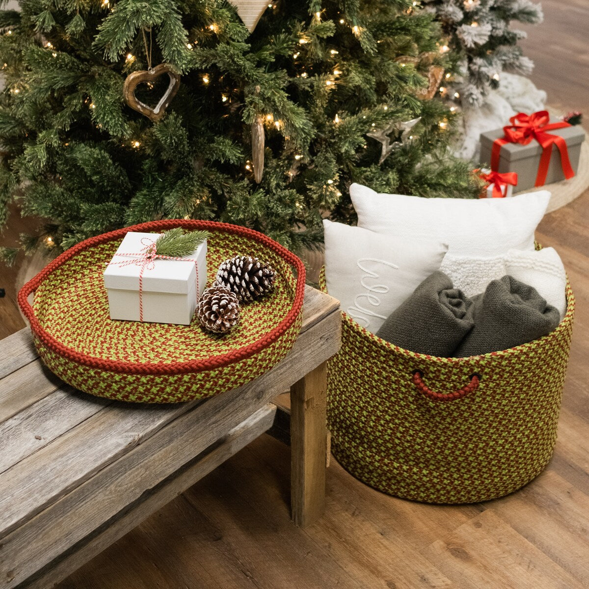 Christmas Holiday-Vibes Jumbo Houndstooth Basket - 20"x20"x15"