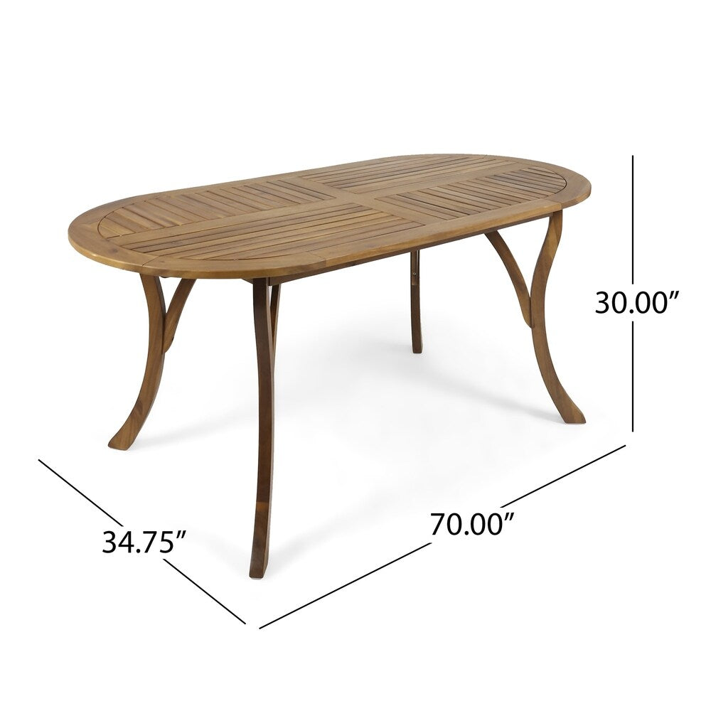 Holloway Outdoor 6-Seater Oval Acacia Wood Dining Set by Christopher Knight Home