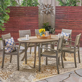 Holloway Outdoor 6-Seater Oval Acacia Wood Dining Set by Christopher Knight Home