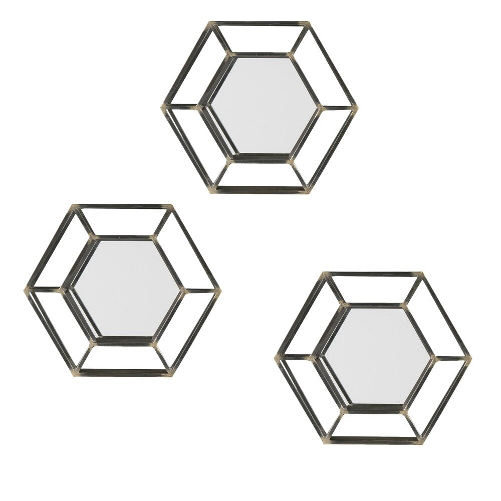 SEI Furniture Wyson Mirrors - 3pc Set - Black/Gold