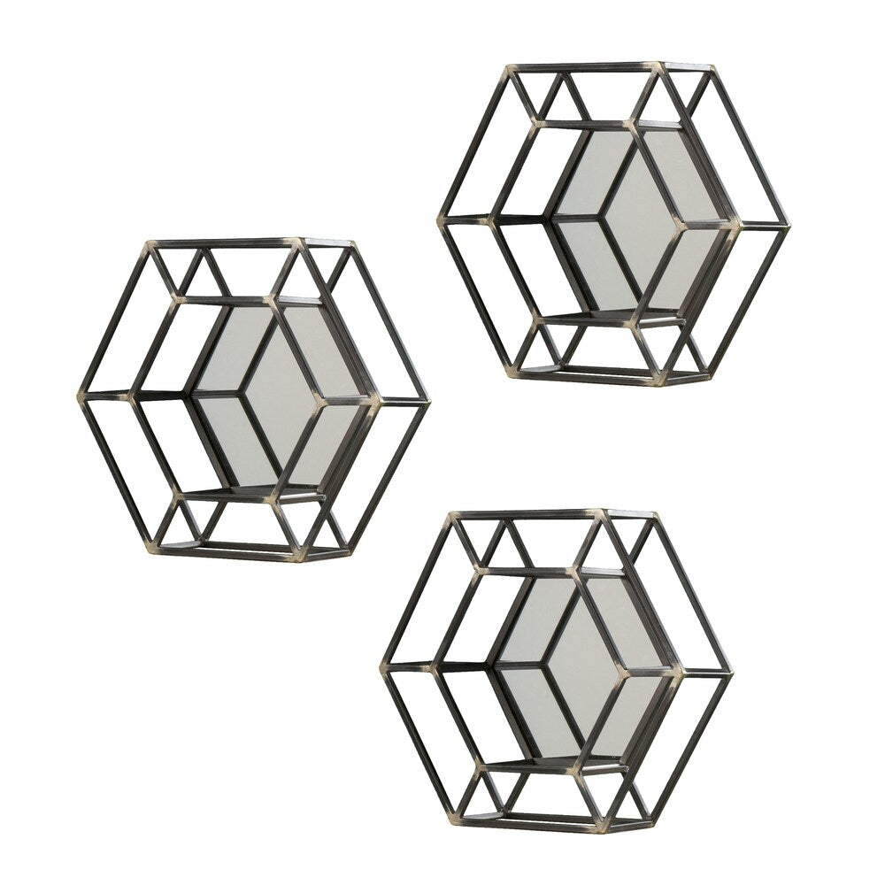 SEI Furniture Wyson Mirrors - 3pc Set - Black/Gold