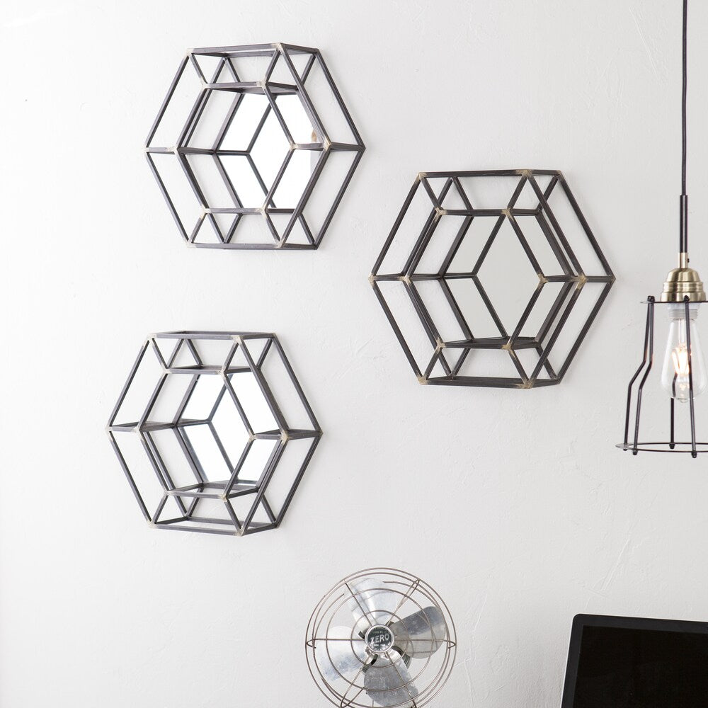 SEI Furniture Wyson Mirrors - 3pc Set - Black/Gold