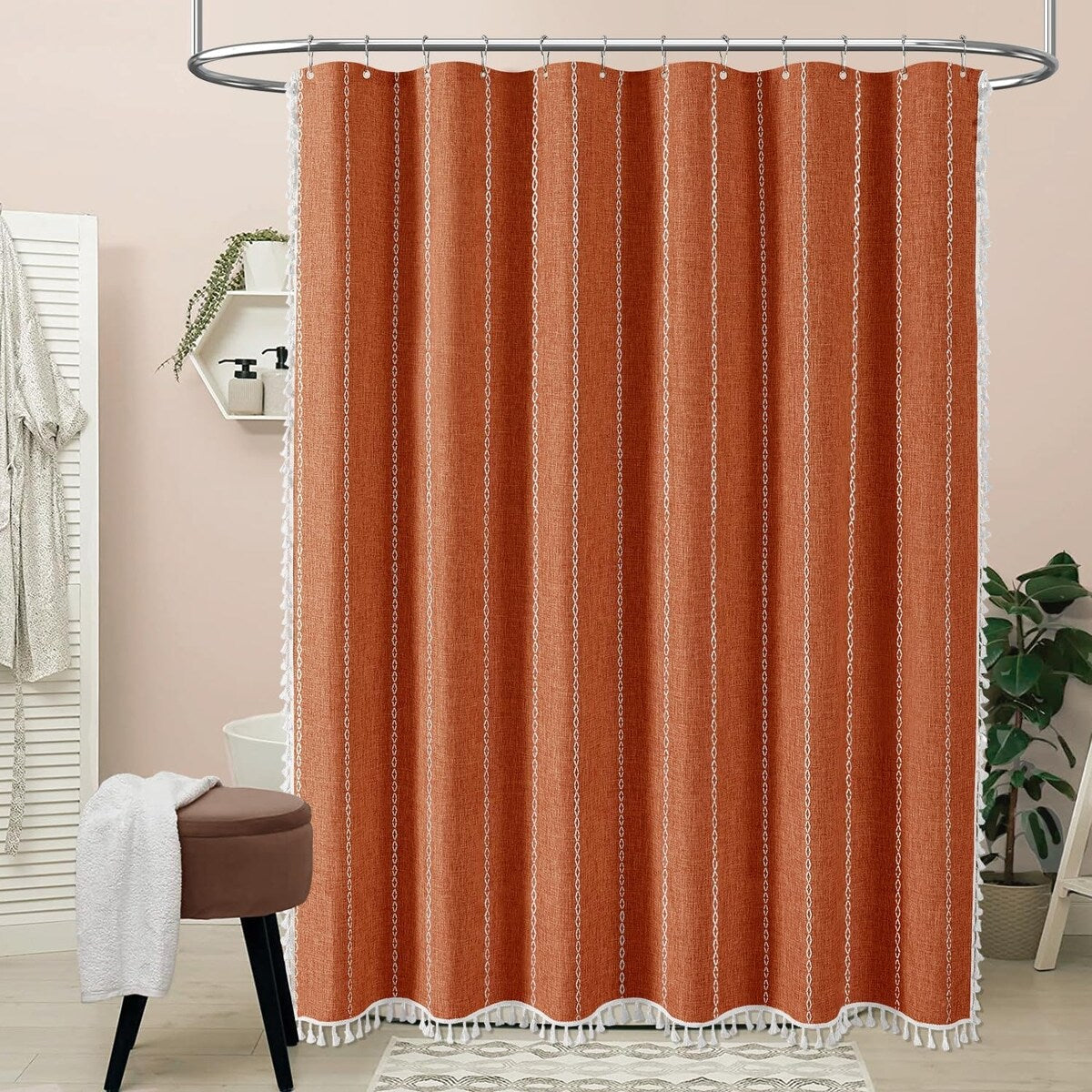 Holly Modern Cotton Shower Curtain, 72x72, Floral Grey/Purple Taupe