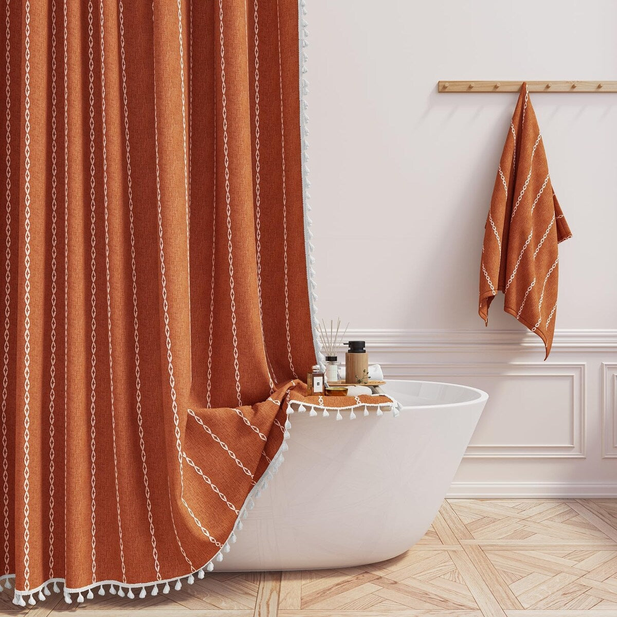 Holly Modern Cotton Shower Curtain, 72x72, Floral Grey/Purple Taupe