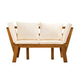 SEI Furniture Dolavon Outdoor Convertible Patio Lounge Loveseat Daybed