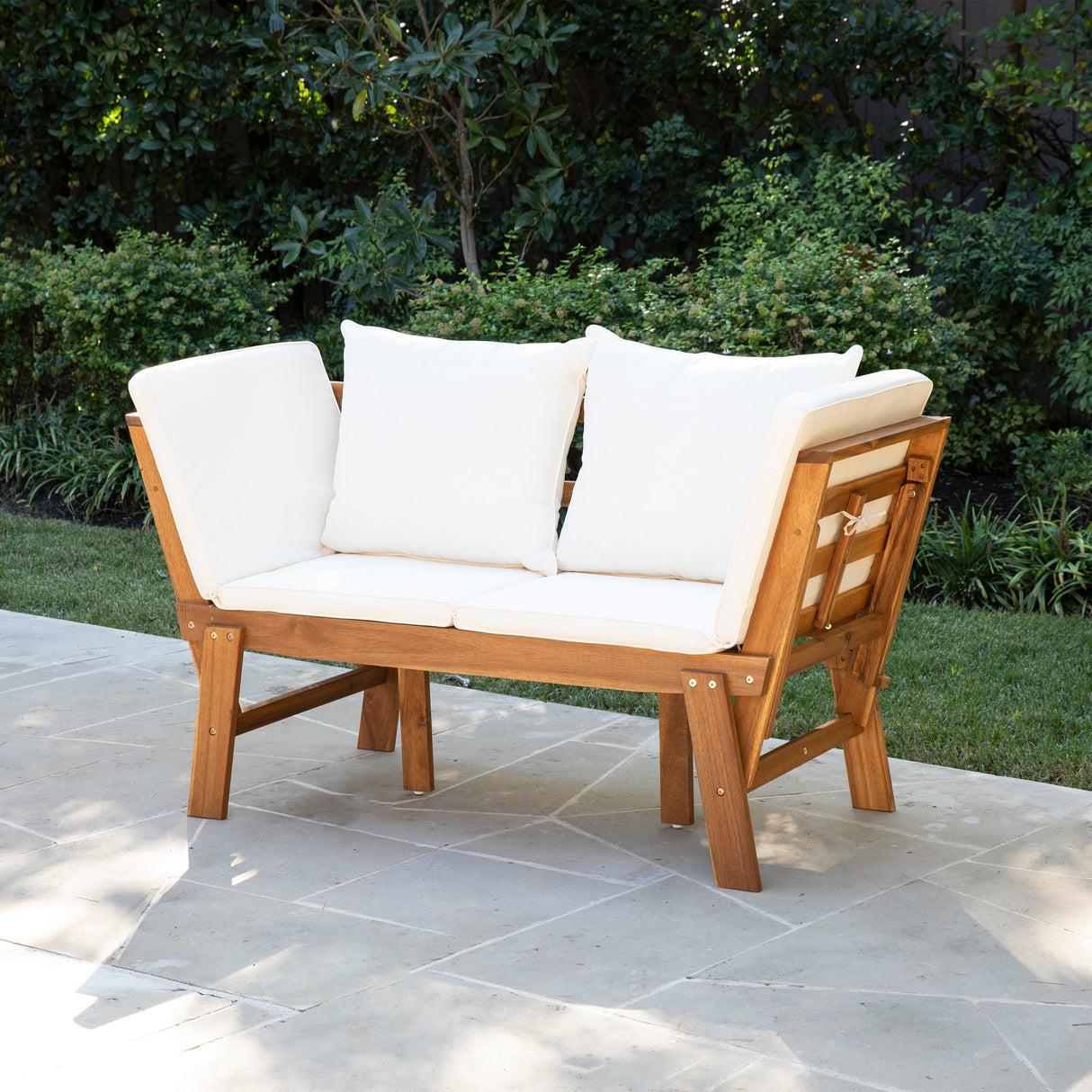 SEI Furniture Dolavon Outdoor Convertible Patio Lounge Loveseat Daybed