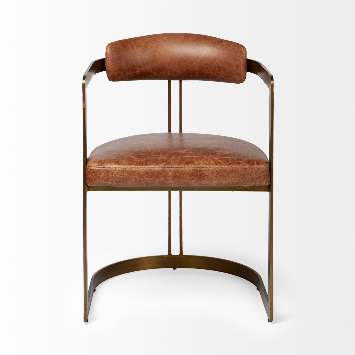Brown Leather Seat With Gold Iron Frame Dining Chair Brown Leather Seat With Gold Iron Frame Dining Chair