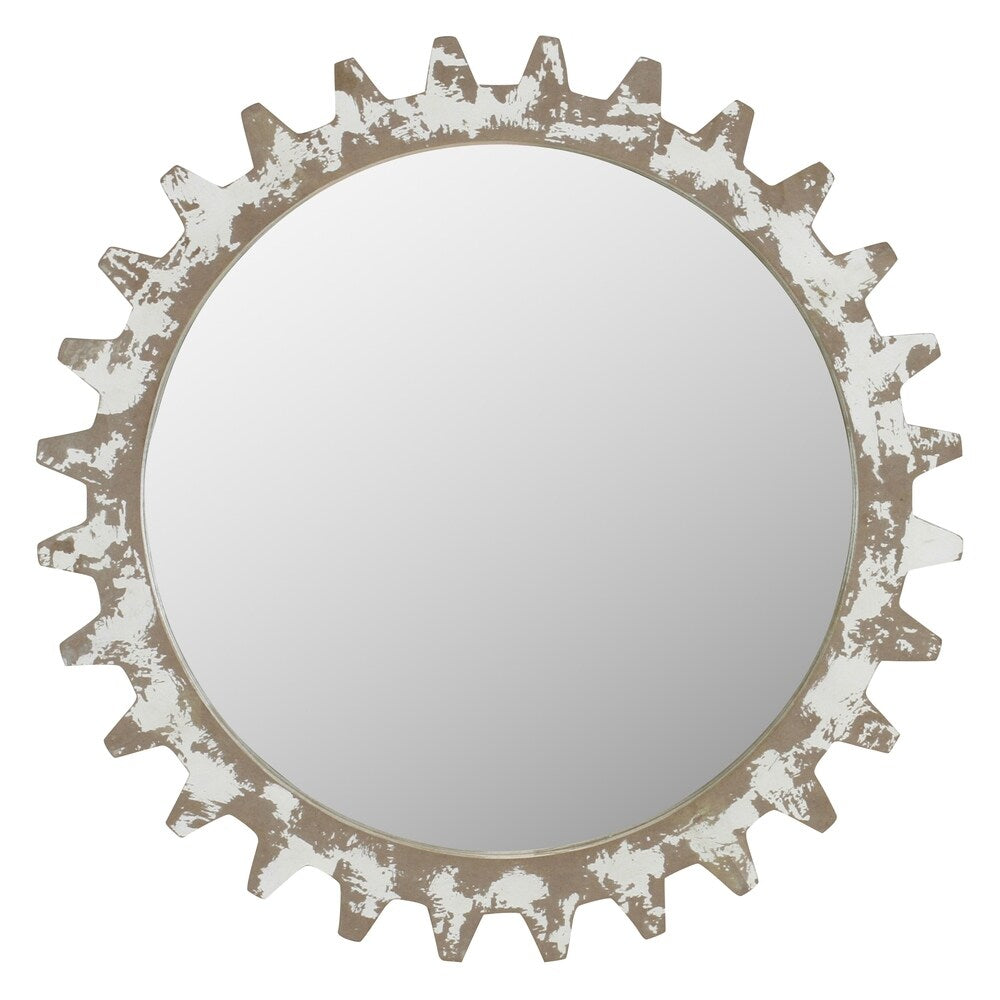 Holmes Industrial Gear Wall Mirror - White