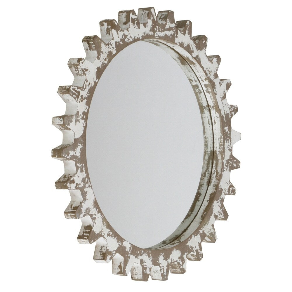 Holmes Industrial Gear Wall Mirror - White