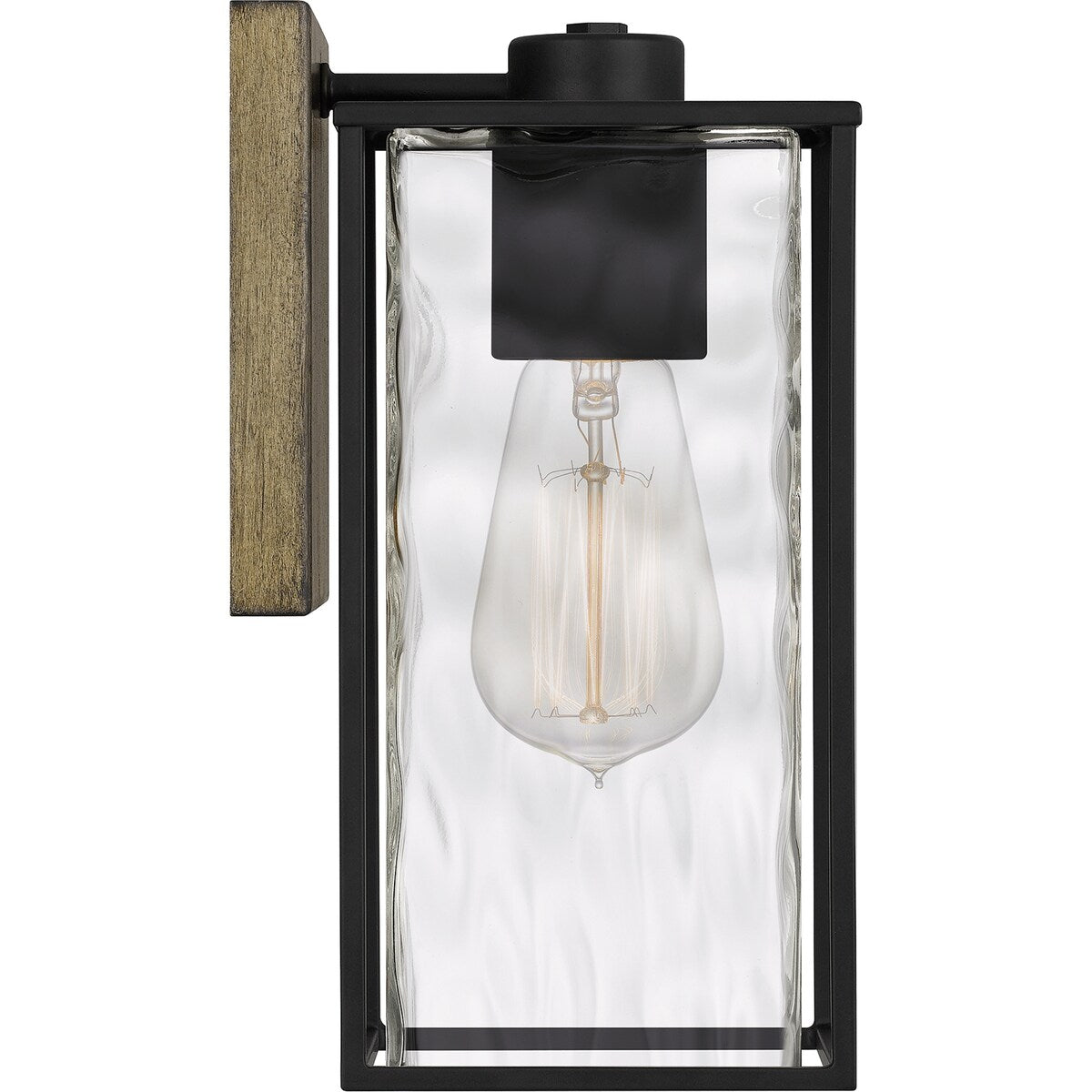 Holsten 1-Light Matte Black Wall Sconce with Clear Hammered Glass - Matte Black